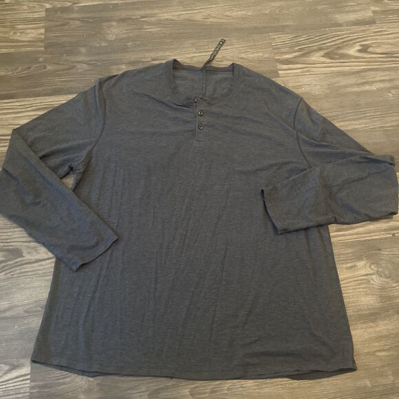 LULULEMON Men’s Soft Jersey Henley Long Sleeve Shirt Dark Grey Size 2XL - Picture 1 of 9
